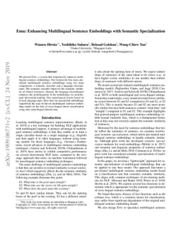 Emu: Enhancing Multilingual Sentence Embeddings with Semantic
  Specialization