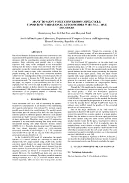 Many-to-Many Voice Conversion using Cycle-Consistent Variational
  Autoencoder with Multiple Decoders
