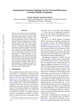 Automatically Extracting Challenge Sets for Non local Phenomena in
  Neural Machine Translation