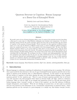 Quantum Structure in Cognition: Human Language as a Boson Gas of
  Entangled Words