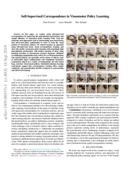 Self-Supervised Correspondence in Visuomotor Policy Learning
