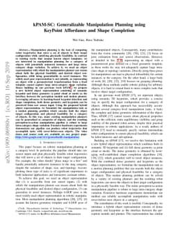 kPAM-SC: Generalizable Manipulation Planning using KeyPoint Affordance
  and Shape Completion