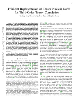 Framelet Representation of Tensor Nuclear Norm for Third-Order Tensor
  Completion