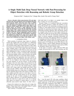 A Single Multi-Task Deep Neural Network with Post-Processing for Object
  Detection with Reasoning and Robotic Grasp Detection