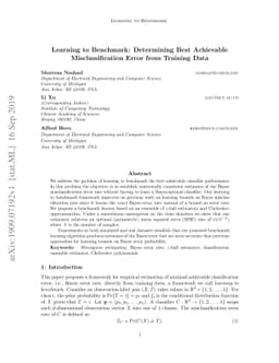 Learning to Benchmark: Determining Best Achievable Misclassification
  Error from Training Data