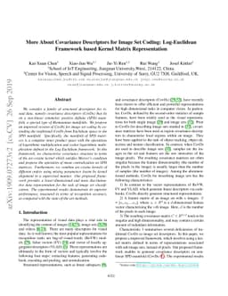 More About Covariance Descriptors for Image Set Coding: Log-Euclidean
  Framework based Kernel Matrix Representation