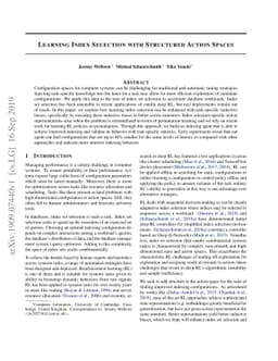 Learning Index Selection with Structured Action Spaces