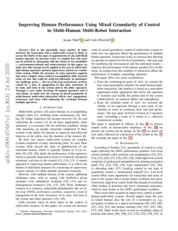 Improving Human Performance Using Mixed Granularity of Control in
  Multi-Human Multi-Robot Interaction