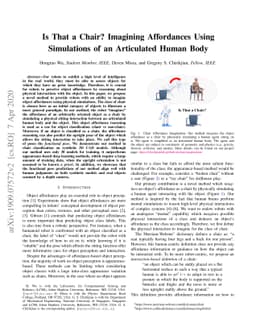 Is That a Chair? Imagining Affordances Using Simulations of an
  Articulated Human Body