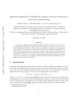 Quantum algorithm for finding the negative curvature direction in
  non-convex optimization