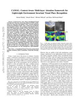 CAMAL: Context-Aware Multi-layer Attention framework for Lightweight
  Environment Invariant Visual Place Recognition