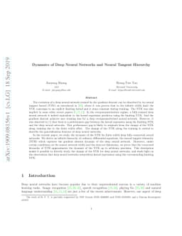 Dynamics of Deep Neural Networks and Neural Tangent Hierarchy