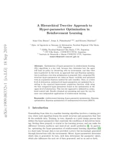 A Hierarchical Two-tier Approach to Hyper-parameter Optimization in
  Reinforcement Learning