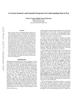 A Lexical, Syntactic, and Semantic Perspective for Understanding Style
  in Text
