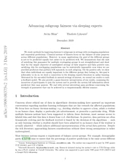 Advancing subgroup fairness via sleeping experts