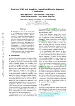 Enriching BERT with Knowledge Graph Embeddings for Document
  Classification