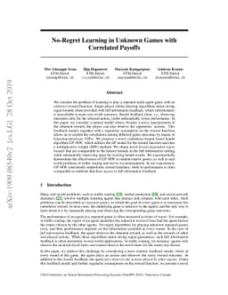 No-Regret Learning in Unknown Games with Correlated Payoffs