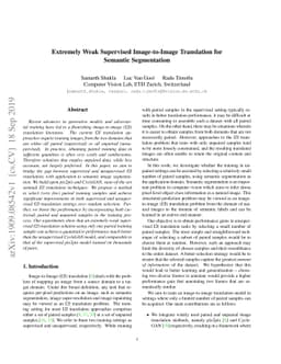 Extremely Weak Supervised Image-to-Image Translation for Semantic
  Segmentation