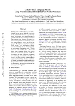 Code-Switched Language Models Using Neural Based Synthetic Data from
  Parallel Sentences