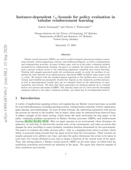 Instance-dependent $\ell_\infty$-bounds for policy evaluation in tabular
  reinforcement learning
