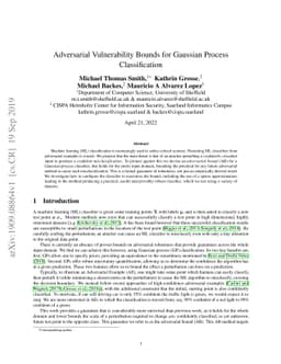 Adversarial Vulnerability Bounds for Gaussian Process Classification