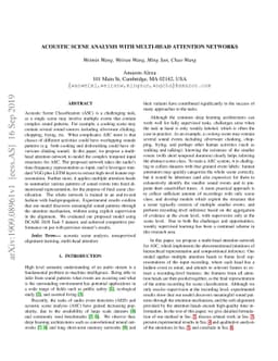 Acoustic scene analysis with multi-head attention networks
