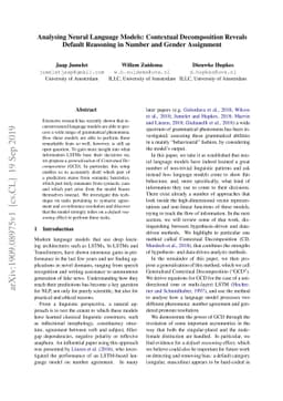 Analysing Neural Language Models: Contextual Decomposition Reveals
  Default Reasoning in Number and Gender Assignment
