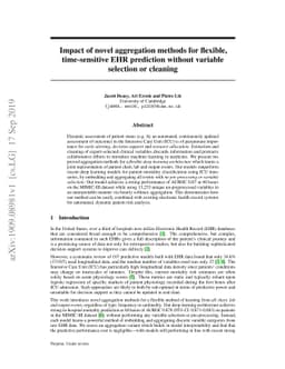 Impact of novel aggregation methods for flexible, time-sensitive EHR
  prediction without variable selection or cleaning