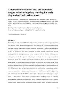 Automated detection of oral pre-cancerous tongue lesions using deep
  learning for early diagnosis of oral cavity cancer