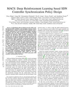 MACS: Deep Reinforcement Learning based SDN Controller Synchronization
  Policy Design
