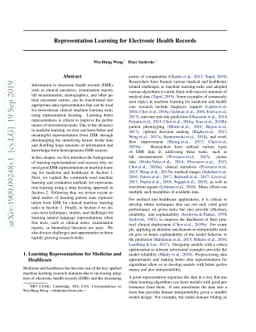 Representation Learning for Electronic Health Records