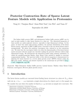 Posterior Contraction Rate of Sparse Latent Feature Models with
  Application to Proteomics