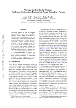 Working Hard or Hardly Working: Challenges of Integrating Typology into
  Neural Dependency Parsers
