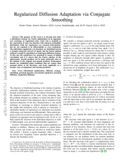 Regularized Diffusion Adaptation via Conjugate Smoothing