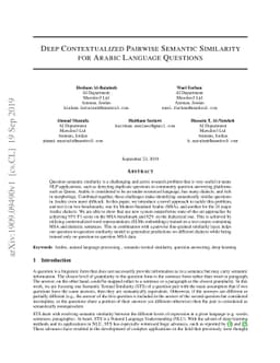 Deep Contextualized Pairwise Semantic Similarity for Arabic Language
  Questions