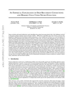 An Empirical Exploration of Deep Recurrent Connections and Memory Cells
  Using Neuro-Evolution