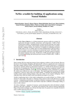 NeMo: a toolkit for building AI applications using Neural Modules