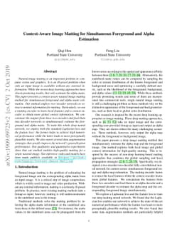 Context-Aware Image Matting for Simultaneous Foreground and Alpha
  Estimation