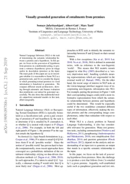 Visuallly Grounded Generation of Entailments from Premises