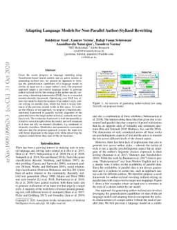 Adapting Language Models for Non-Parallel Author-Stylized Rewriting