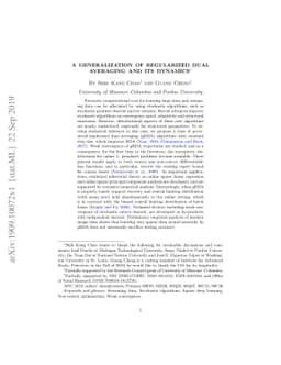 A generalization of regularized dual averaging and its dynamics