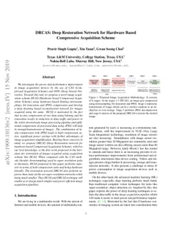 DRCAS: Deep Restoration Network for Hardware Based Compressive
  Acquisition Scheme