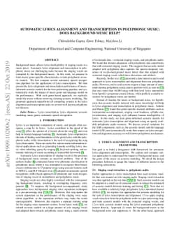 Automatic Lyrics Alignment and Transcription in Polyphonic Music: Does
  Background Music Help?