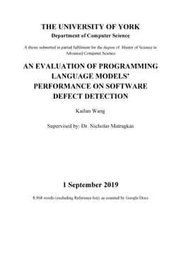 An Evalutation of Programming Language Models' performance on Software
  Defect Detection