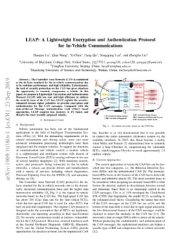 LEAP: A Lightweight Encryption and Authentication Protocol for
  In-Vehicle Communications