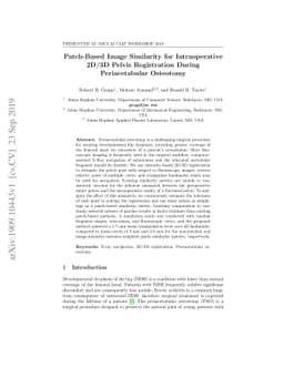 Patch-Based Image Similarity for Intraoperative 2D/3D Pelvis
  Registration During Periacetabular Osteotomy