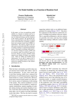 On Model Stability as a Function of Random Seed
