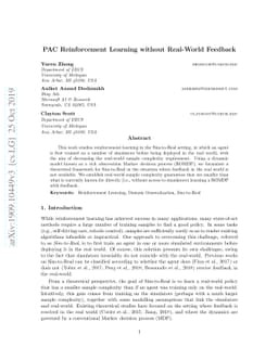 PAC Reinforcement Learning without Real-World Feedback