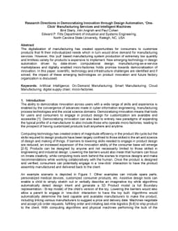Research Directions in Democratizing Innovation through Design
  Automation, One-Click Manufacturing Services and Intelligent Machines