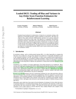 Loaded DiCE: Trading off Bias and Variance in Any-Order Score Function
  Estimators for Reinforcement Learning